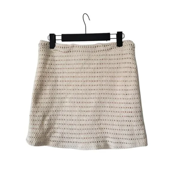 Zara Butter Yellow Floral Crochet Hippie Festival Coachella 90s Lined Skirt M - Picture 3 of 8